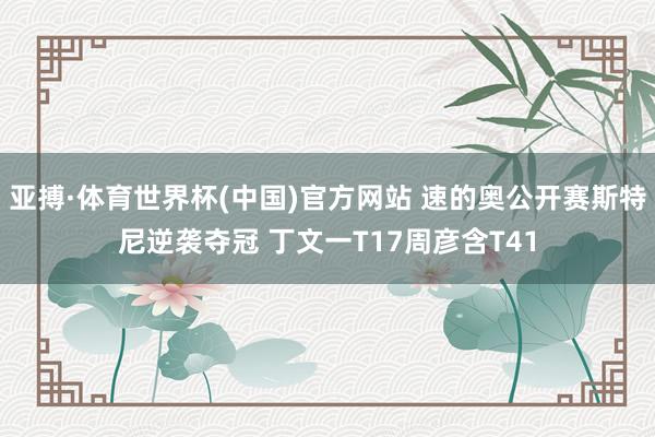 亚搏·体育世界杯(中国)官方网站 速的奥公开赛斯特尼逆袭夺冠 丁文一T17周彦含T41