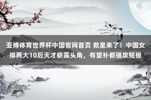 亚搏体育世界杯中国官网首页 救星来了！中国女排两大10后天才崭露头角，有望补都强攻短板