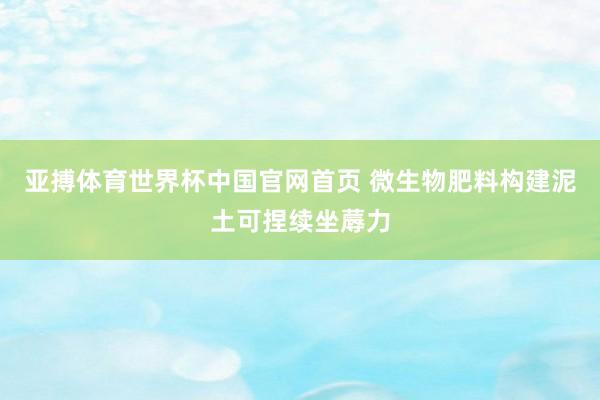 亚搏体育世界杯中国官网首页 微生物肥料构建泥土可捏续坐蓐力