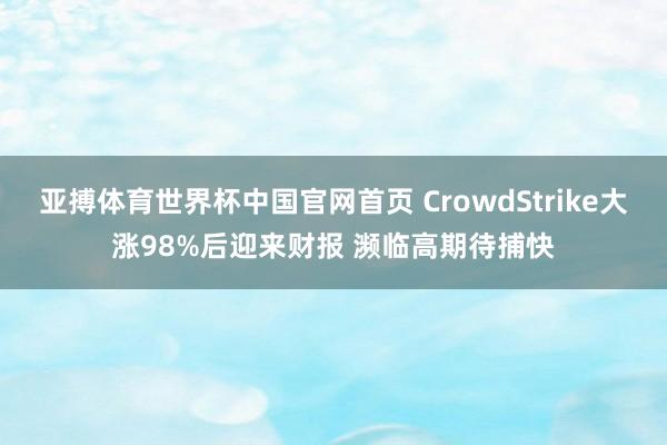 亚搏体育世界杯中国官网首页 CrowdStrike大涨98%后迎来财报 濒临高期待捕快