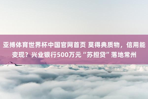 亚搏体育世界杯中国官网首页 莫得典质物，信用能变现？兴业银行500万元“苏担贷”落地常州