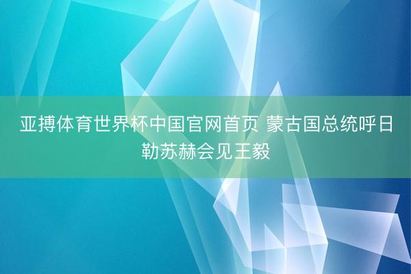 亚搏体育世界杯中国官网首页 蒙古国总统呼日勒苏赫会见王毅